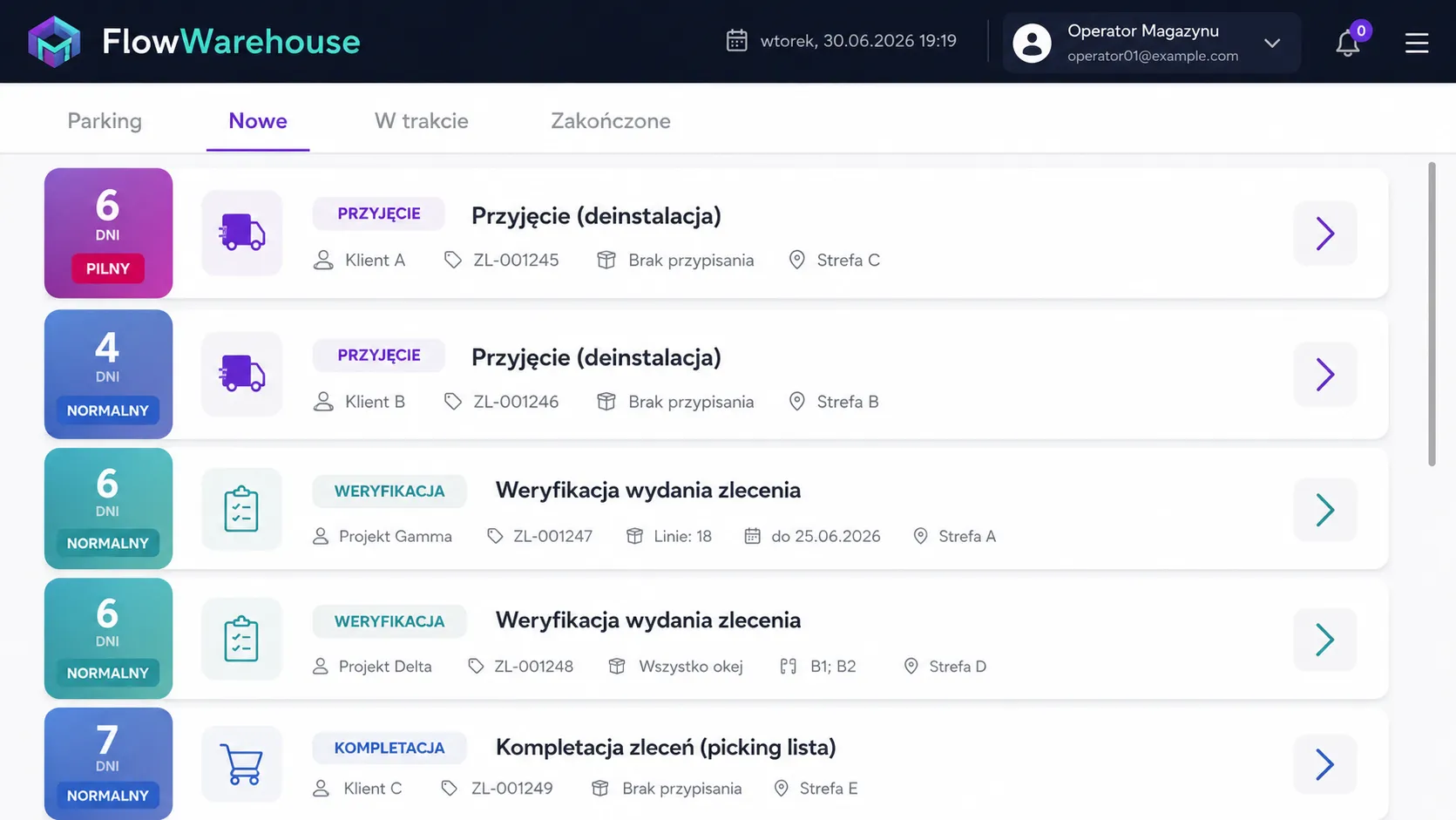 Cyfrowe zarządzanie zadaniami na magazynie